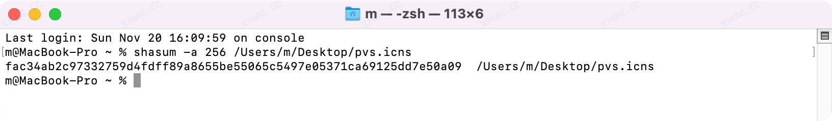 Mac 检验hash sha1256哈希值命令